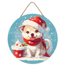 Load image into Gallery viewer, Paint by numbers on Wood Slice - Christmas Puppy