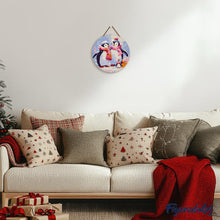 Load image into Gallery viewer, Paint by numbers on Wood Slice - Penguin Family in Snow
