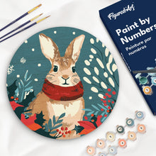 Load image into Gallery viewer, Paint by numbers on Wood Slice - Christmas Bunny Figured'Art UK