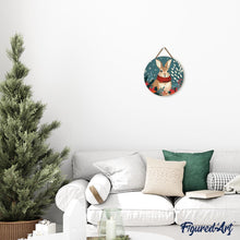 Load image into Gallery viewer, Paint by numbers on Wood Slice - Christmas Bunny