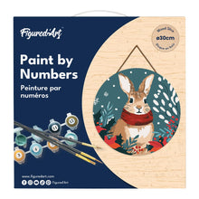 Load image into Gallery viewer, Paint by numbers on Wood Slice - Christmas Bunny