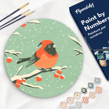 Load image into Gallery viewer, Paint by numbers on Wood Slice - Winter Redbird Figured'Art UK