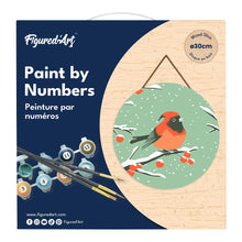 Load image into Gallery viewer, Paint by numbers on Wood Slice - Winter Redbird