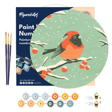 Load image into Gallery viewer, Paint by numbers on Wood Slice - Winter Redbird