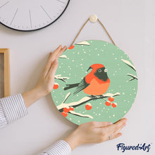 Load image into Gallery viewer, Paint by numbers on Wood Slice - Winter Redbird