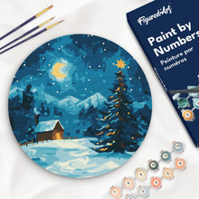 Load image into Gallery viewer, Paint by numbers on Wood Slice - Starry Christmas Night Figured'Art UK
