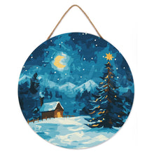 Load image into Gallery viewer, Paint by numbers on Wood Slice - Starry Christmas Night