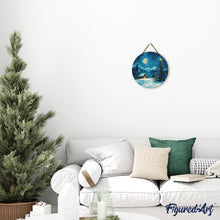 Load image into Gallery viewer, Paint by numbers on Wood Slice - Starry Christmas Night