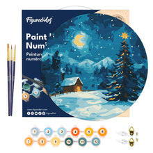 Load image into Gallery viewer, Paint by numbers on Wood Slice - Starry Christmas Night