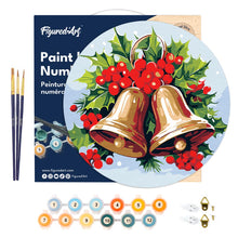 Load image into Gallery viewer, Paint by numbers on Wood Slice - Christmas Bells
