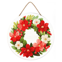 Load image into Gallery viewer, Paint by numbers on Wood Slice - Floral Christmas Wreath