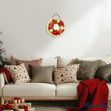 Load image into Gallery viewer, Paint by numbers on Wood Slice - Floral Christmas Wreath