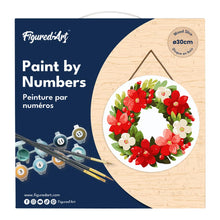 Load image into Gallery viewer, Paint by numbers on Wood Slice - Floral Christmas Wreath