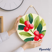 Load image into Gallery viewer, Paint by numbers on Wood Slice - Cranberries