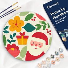 Load image into Gallery viewer, Paint by numbers on Wood Slice - Santa and Flowers Figured'Art UK