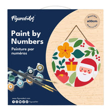 Load image into Gallery viewer, Paint by numbers on Wood Slice - Santa and Flowers