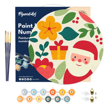 Load image into Gallery viewer, Paint by numbers on Wood Slice - Santa and Flowers