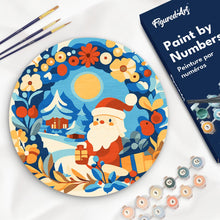 Load image into Gallery viewer, Paint by numbers on Wood Slice - Wreath and Santa Figured'Art UK