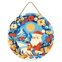 Load image into Gallery viewer, Paint by numbers on Wood Slice - Wreath and Santa