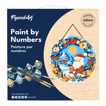 Load image into Gallery viewer, Paint by numbers on Wood Slice - Wreath and Santa