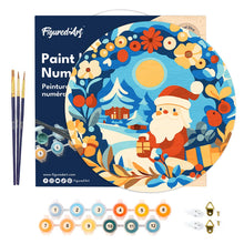 Load image into Gallery viewer, Paint by numbers on Wood Slice - Wreath and Santa