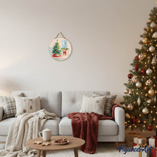 Load image into Gallery viewer, Paint by numbers on Wood Slice - Christmas Tree and Fireplace