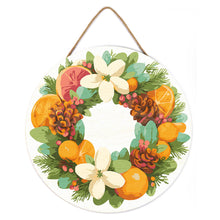 Load image into Gallery viewer, Paint by numbers on Wood Slice - Pine Citrus Wreath