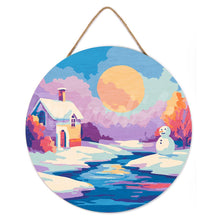 Load image into Gallery viewer, Paint by numbers on Wood Slice - Sunset Winter Scene