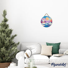 Load image into Gallery viewer, Paint by numbers on Wood Slice - Sunset Winter Scene