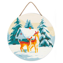 Load image into Gallery viewer, Paint by numbers on Wood Slice - Deer and Cabin