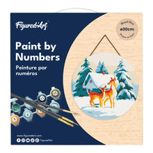Load image into Gallery viewer, Paint by numbers on Wood Slice - Deer and Cabin