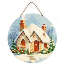 Load image into Gallery viewer, Paint by numbers on Wood Slice - Winter Brick House