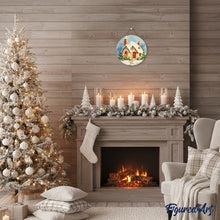 Load image into Gallery viewer, Paint by numbers on Wood Slice - Winter Brick House