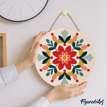 Load image into Gallery viewer, Paint by numbers on Wood Slice - Winter Mandala
