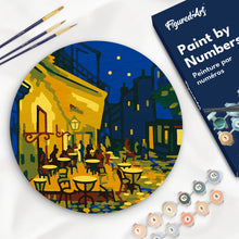 Load image into Gallery viewer, Paint by numbers kit for adults Paint by numbers on Wood Slice - Van Gogh Cafe Terrace at Night Figured'Art UK