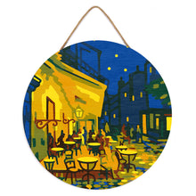 Load image into Gallery viewer, Paint by numbers on Wood Slice - Van Gogh Cafe Terrace at Night