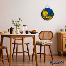 Load image into Gallery viewer, Paint by numbers on Wood Slice - Van Gogh Cafe Terrace at Night