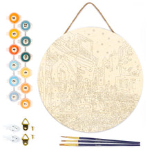 Load image into Gallery viewer, Paint by numbers on Wood Slice - Van Gogh Cafe Terrace at Night