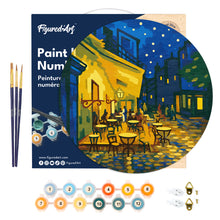 Load image into Gallery viewer, Paint by numbers on Wood Slice - Van Gogh Cafe Terrace at Night