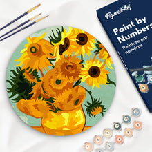 Load image into Gallery viewer, Paint by numbers kit for adults Paint by numbers on Wood Slice - Van Gogh - Sunflowers Figured'Art UK