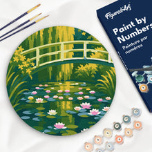 Load image into Gallery viewer, Paint by numbers kit for adults Paint by numbers on Wood Slice - Water Lilies and Japanese Bridge - Monet Figured'Art UK
