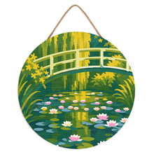 Load image into Gallery viewer, Paint by numbers on Wood Slice - Water Lilies and Japanese Bridge - Monet