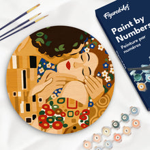 Load image into Gallery viewer, Paint by numbers kit for adults Paint by numbers on Wood Slice - The Kiss - Klimt Figured'Art UK
