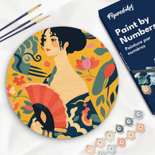 Load image into Gallery viewer, Paint by numbers kit for adults Paint by numbers on Wood Slice - Lady with a Fan - Klimt Figured'Art UK