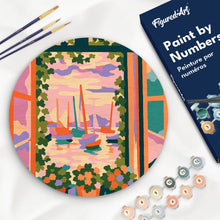 Load image into Gallery viewer, Paint by numbers kit for adults Paint by numbers on Wood Slice - The Open Window - Matisse Figured'Art UK