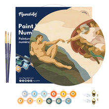 Load image into Gallery viewer, Paint by numbers on Wood Slice - The Creation of Adam - Michelangelo
