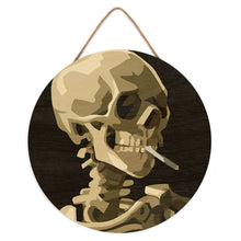 Load image into Gallery viewer, Paint by numbers on Wood Slice - Van Gogh - Skull with Burning Cigarette