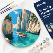 Load image into Gallery viewer, Paint by numbers kit for adults Paint by numbers on Wood Slice - Peaceful Blue Cove Figured'Art UK