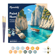 Load image into Gallery viewer, Paint by numbers on Wood Slice - Peaceful Blue Cove