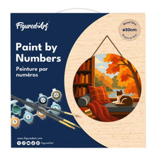 Load image into Gallery viewer, Paint by numbers on Wood Slice - Cat's Autumn View